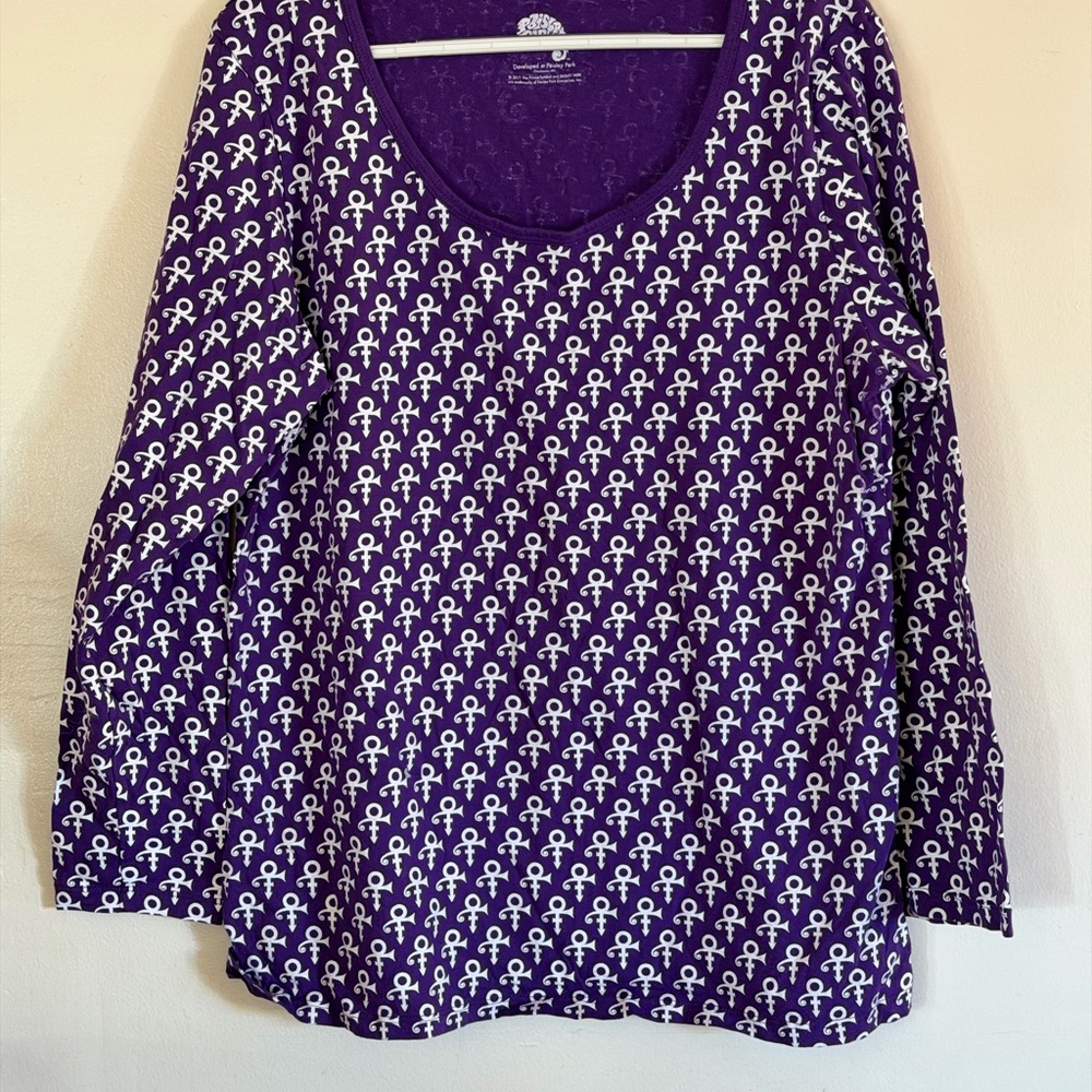 NWOT Prince Paisley Park Top Purple White Long Sleeve Sz XL Gorgeous